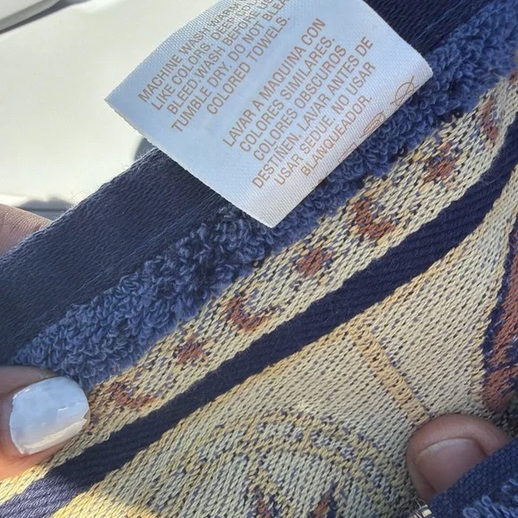 Vintage 3piece home trends bath and hand towels  Navy Star Pattern sun moon Y2K - Picture 9 of 13